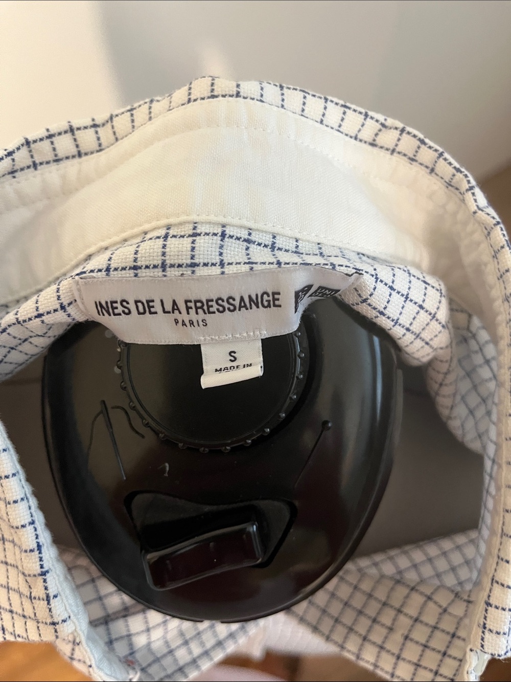 Uniqlo White Button-Down Shirt with Navy Windowpane - Picture 2 of 5